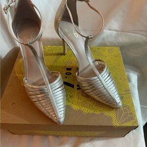 Elegant Silver Strappy Heels